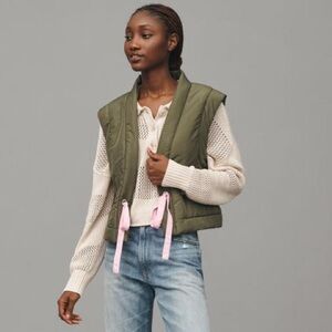 DAILY PRACTICE BY ANTHROPOLOGIE RIBBON TIE PUFFER VEST 94082963 Size:  M